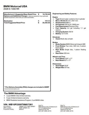 New 2026 BMW S1000RR