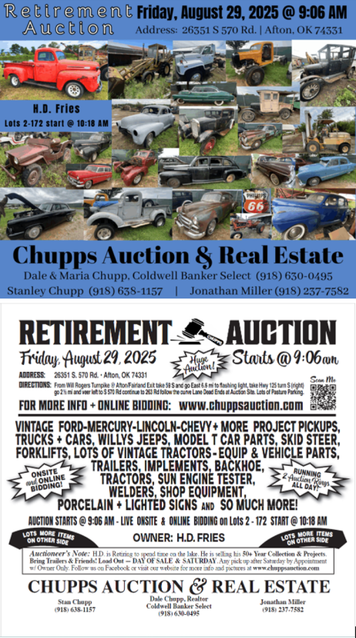 Retirement Auction - Classic Cars, Trucks, Vintage Parts, Equipment & Automobilia - Live with Online Bidding