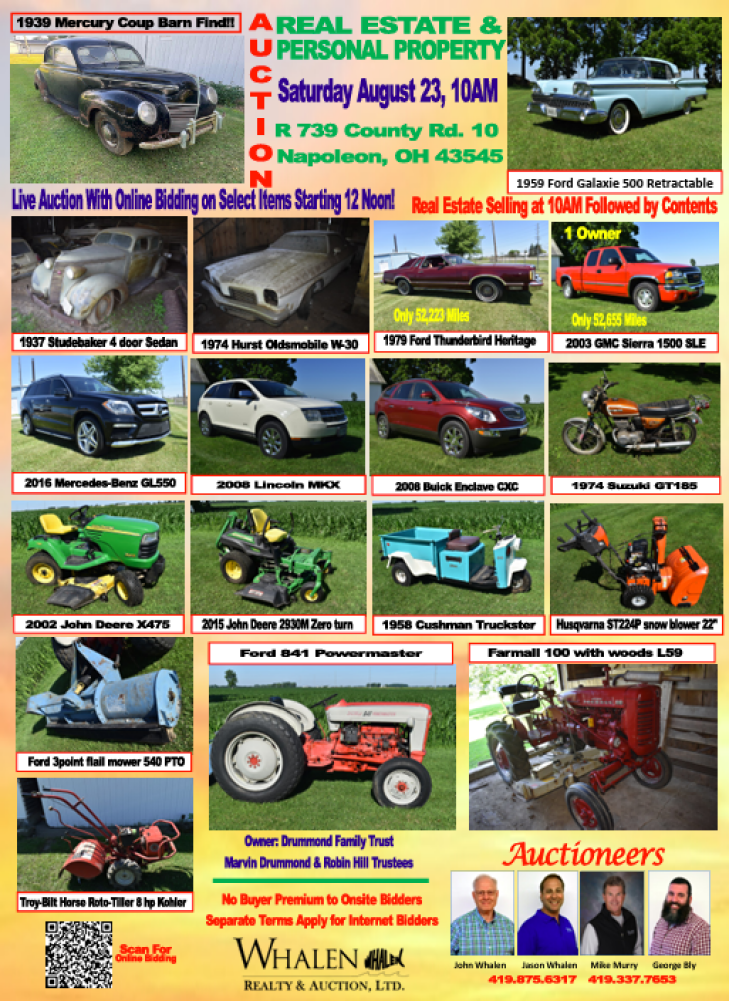 Classic Cars, Vehicles, Tractors & Equipment - Live Auction with Online Bidding
