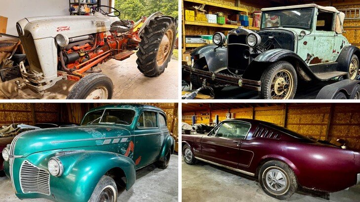 Kiko Auctioneers Presents Ford Mustang Fastback, Ford Mustang Convertible Project Car, Pontiac Coupe, Ford Model A Cabriolet,