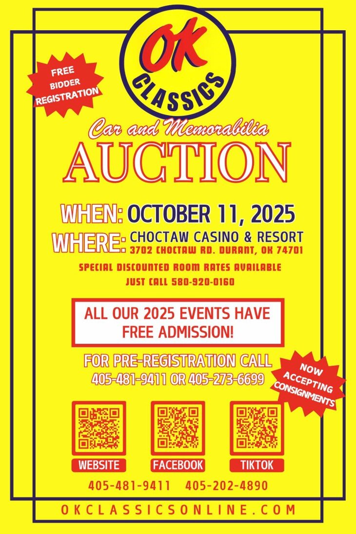 OK CLASSICS  - CLASSIC CAR & MEMORABILIA AUCTION - Live & Online