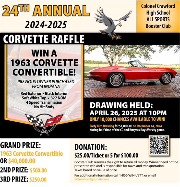 24th Annual Corvette Raffle - Colonel Crawford Athletic Booster Club