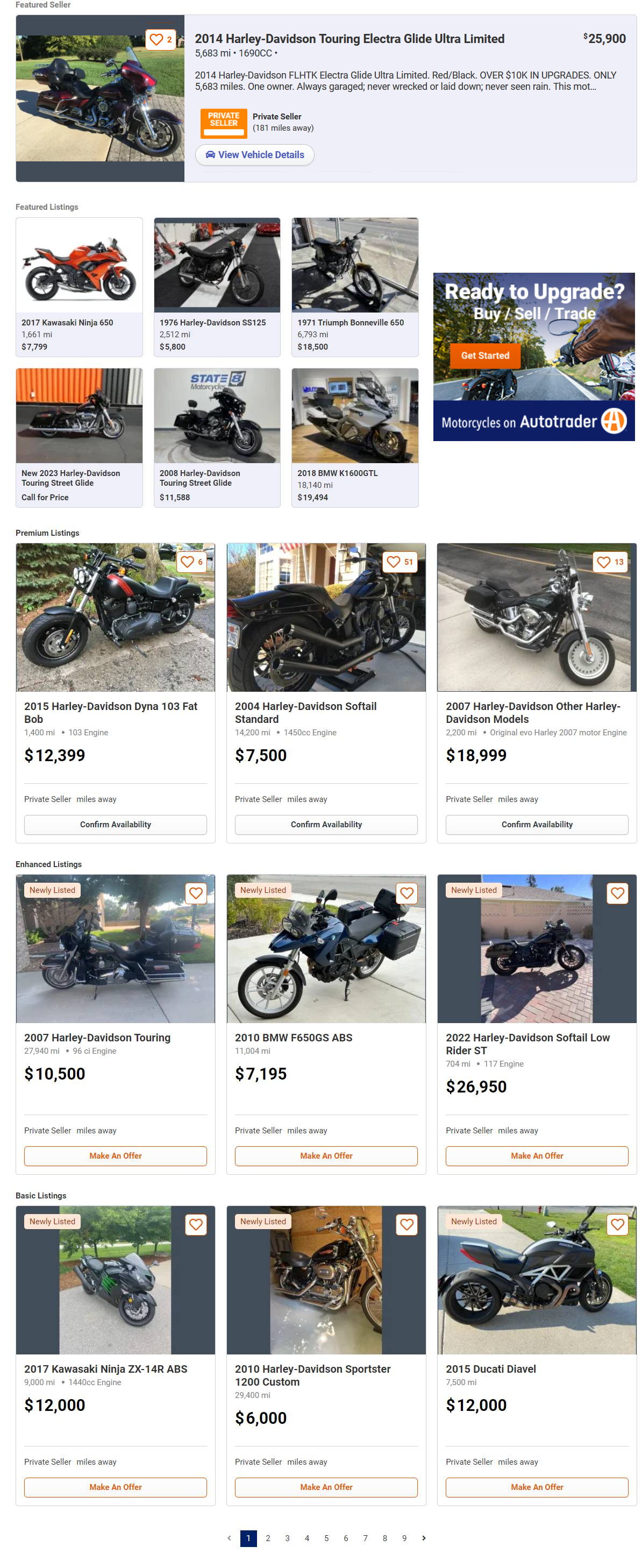 Screenshot of search results
